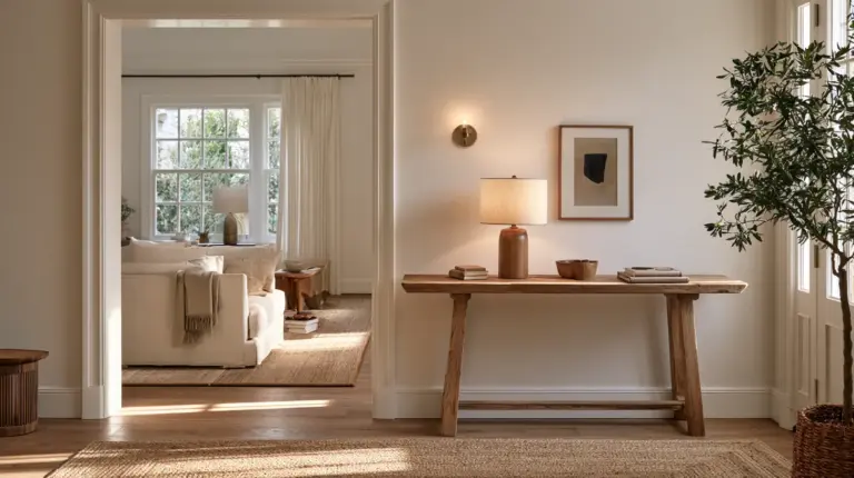 Cozy Entryway Flowing Into Living Room
