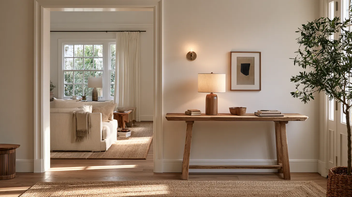 Cozy Entryway Flowing Into Living Room