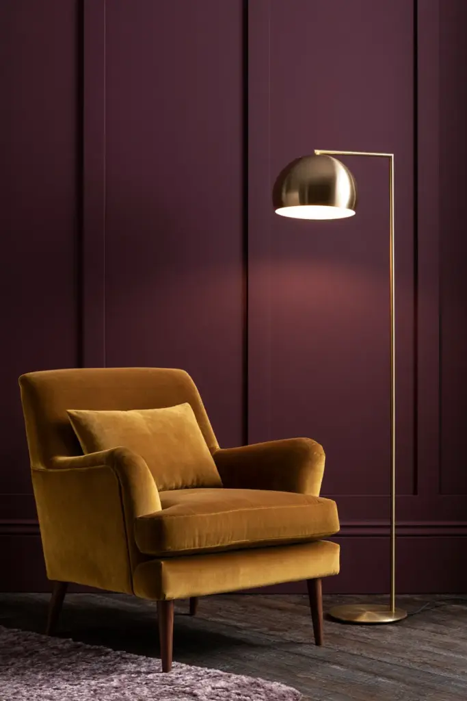Dramatic Plum & Mustard Living Room