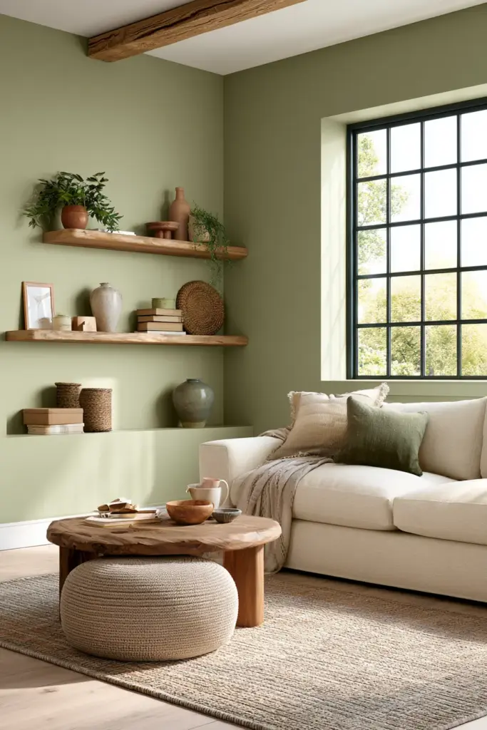 Family Living Room – Soft Green and Yellow