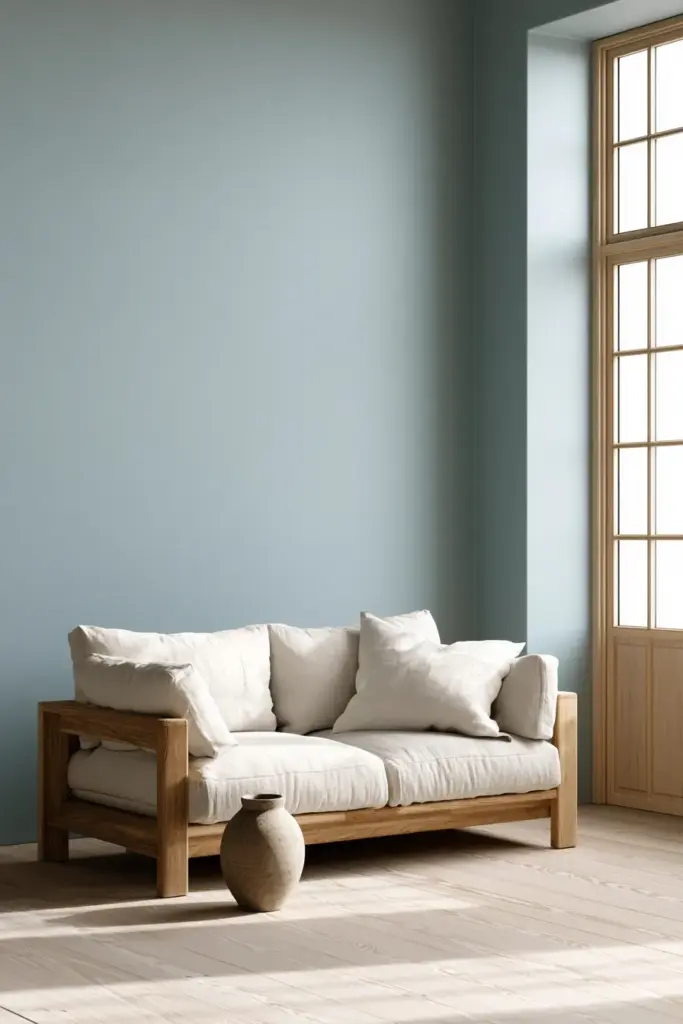 Japandi Blue Minimalist Living Room