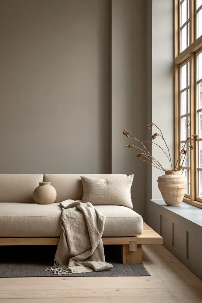 Japandi Minimalist Gray Living Room