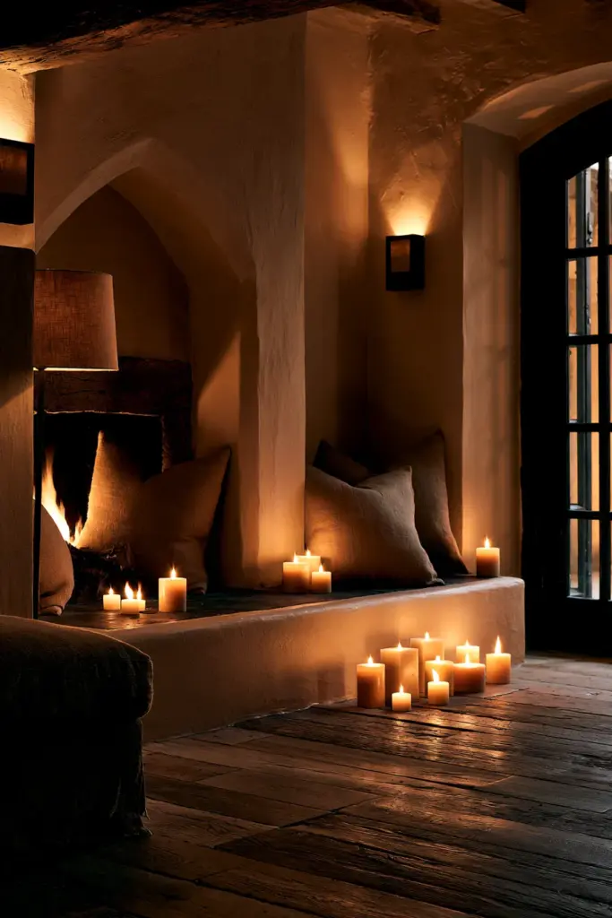 Layered Lighting by the Fireplace