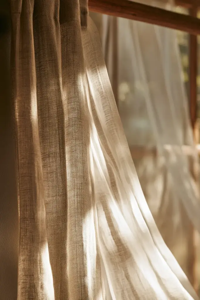 Layered Linen Curtains Close-Up