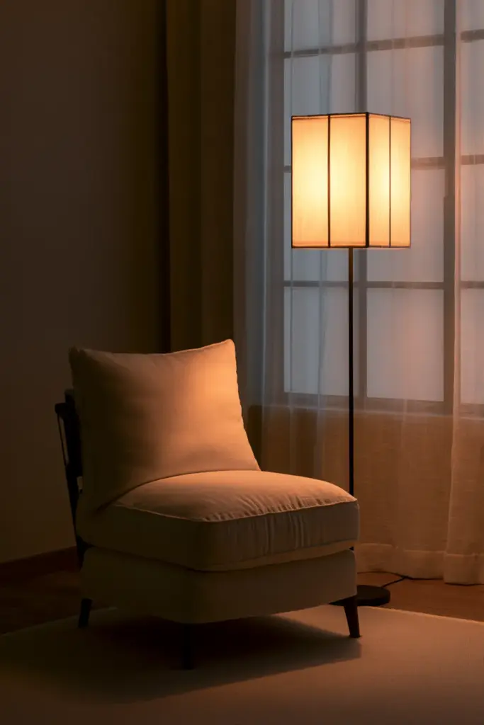 Lighting Focus – Warm Floor Lamp Glow