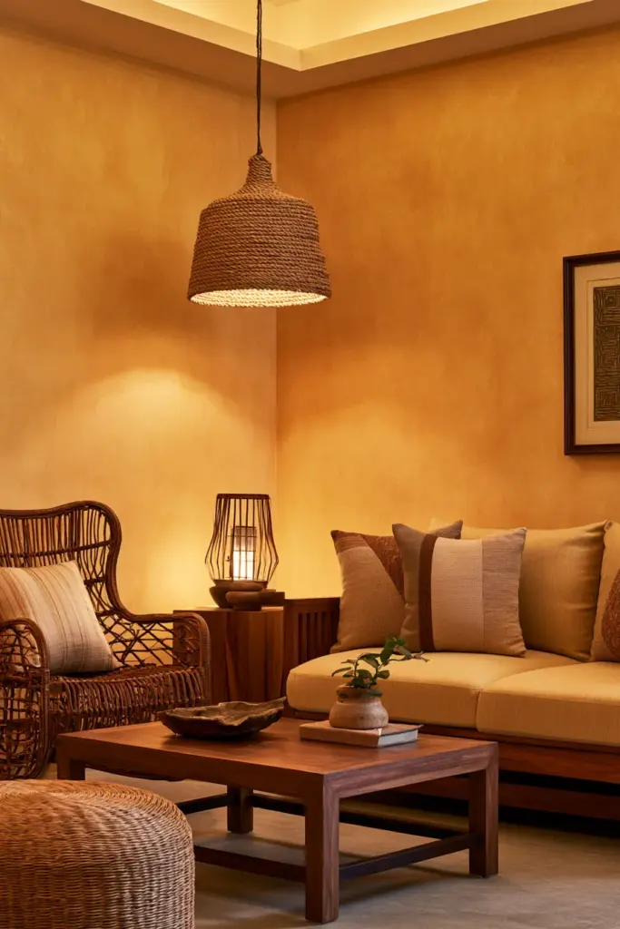 Tropical Living Room, Warm Low Light